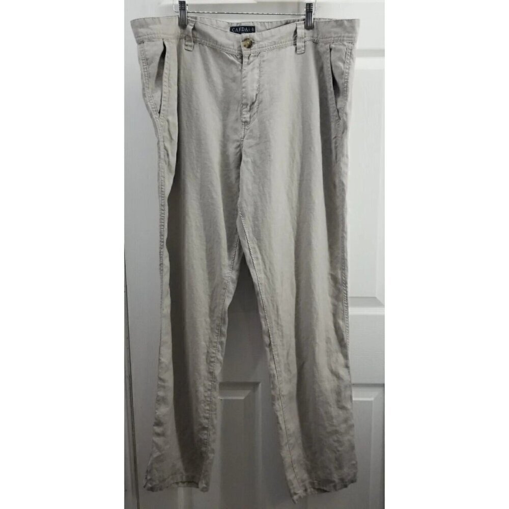 C & A Straight Fit Linen Beige Pants 40 X 32